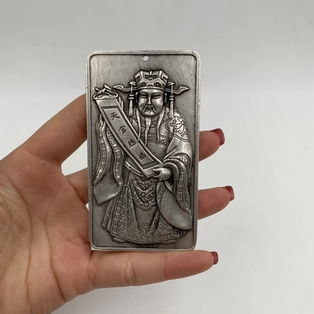 Old Chinese tibet silver handcarved Heaven official's blessing lucky Pendant