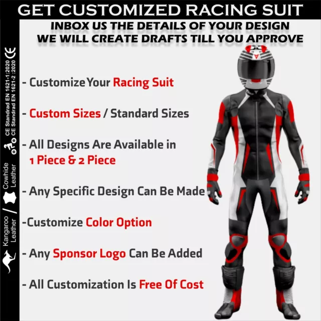 Customized  Motorcycle Suit - Leather Protective Bike Riding/ Racing 1 Pc & 2Pc