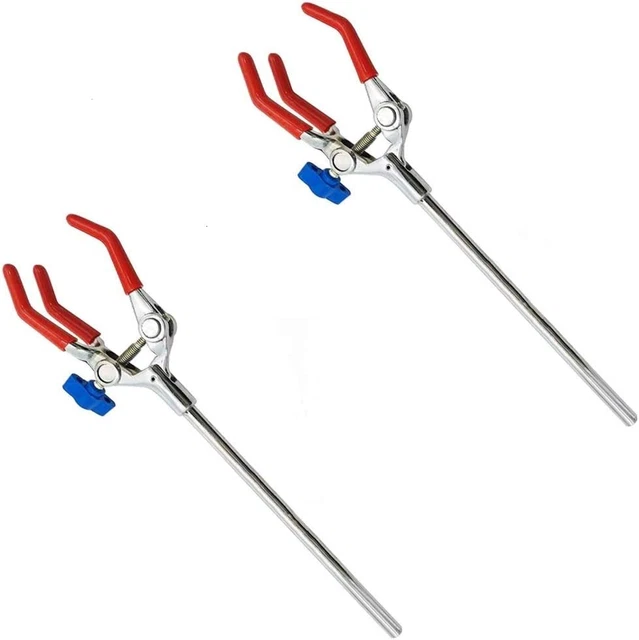 2 Pcs Lab Clamp 3 Prong Finger with Rubber-Coated Large Grip,Scientific Extensio