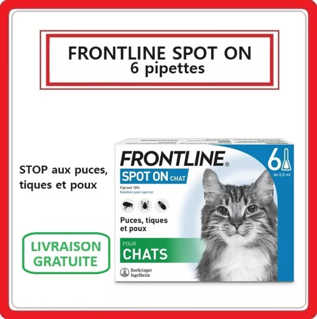 FRONTLINE Pipette Antiparasitaire Spot On Chat 6 Pièces Puce Tique Pou Protège