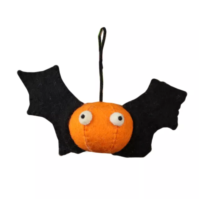Handmade Premium Wool Felt Pumpkin Bat Needle Felted Halloween Ornament