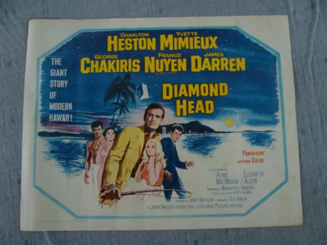 = DIAMOND HEAD movie poster CHARLTON HESTON YVETTE MIMIEUX 1/2sheet 1962