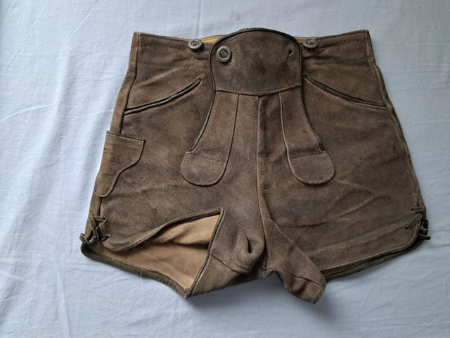 Pantaloni tradizionali in pelle, corti, taglia XS?, bambini, vita: 31 cm