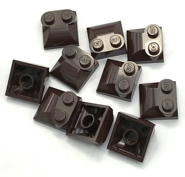 Lego 10 New Dark Brown Bricks Modified 2 x 2 x 2/3 Two Studs Curved Slop Pieces