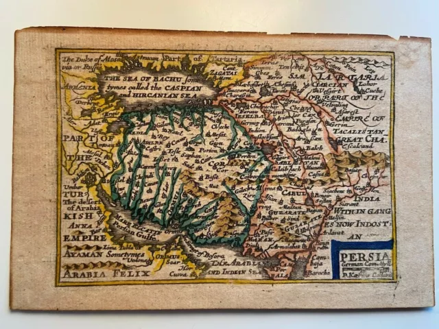 PERSIA, IRAN, Van Den Keere, Miniature Speed original antique map 1675