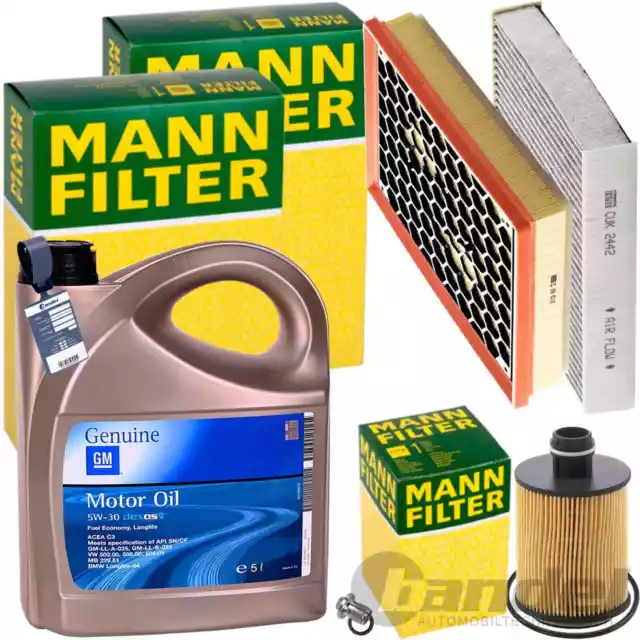 MANN INSPEKTIONSPAKET+5L ORIGINAL 5W-30 ÖL passend für OPEL INSIGNIA A 2.0 CDTI