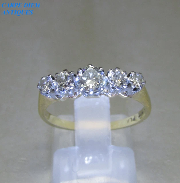 Beautiful 0.60Ct Old Brilliant Cut Diamond Solid 18K Gold & Platinum Ring Uk M