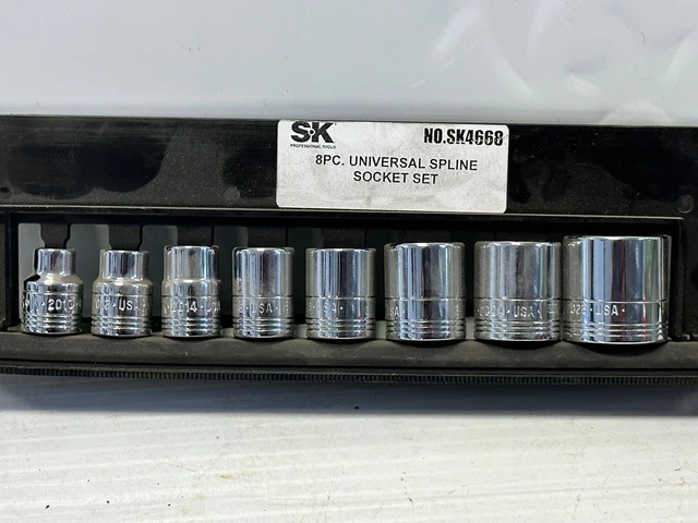 NEW SK Tools 8pc 3/8dr Universal Spline 5/16-7/8” Socket Set MADE IN THE USA
