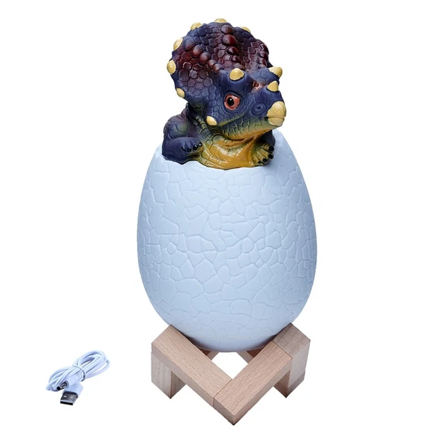 3D NIGHT LIGHT Triceratopses Egg Desk Lamp 3 Color Cartoon Table