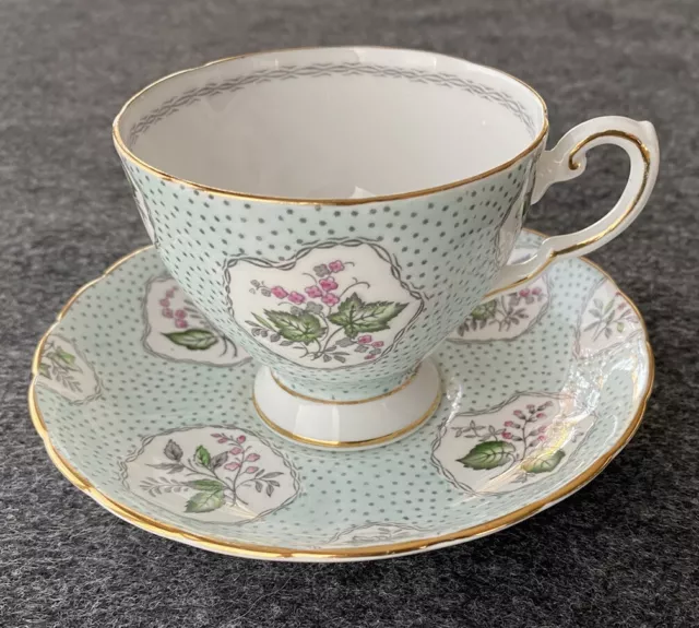 TUSCAN Tea Cup & Saucer Robin's Egg Blue w/Floral Fine English Bone China