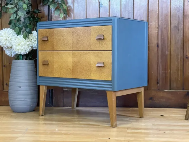 Mid Century Oak Chest of Drawers by Lebus \ Retro Bedside Table 3