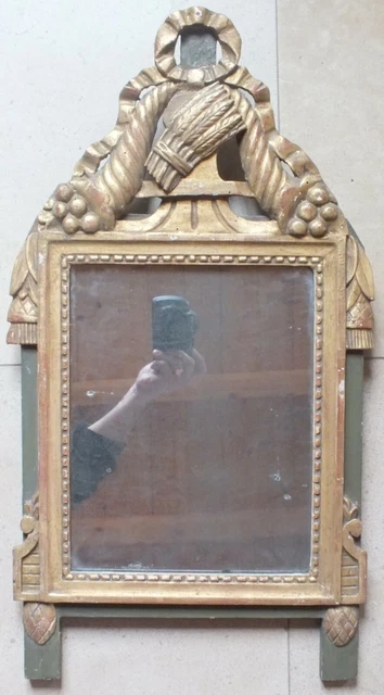 miroir 19eme bois rechampi et doré