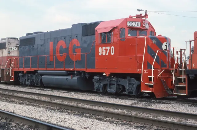 H: Orig Slide ICG Illinois Central Gulf GP38-2 #9570 Champaign 1987 Gray/Orange