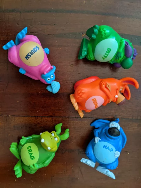 5x Vintage YOWIE CREATURES Characters FIGURES Crag Nap Ditty Squish Rumble LOT