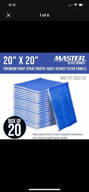 Paint Booth Intake Filter Pad, 20" x 20" (20/case), Tacky Spray Booth Filter