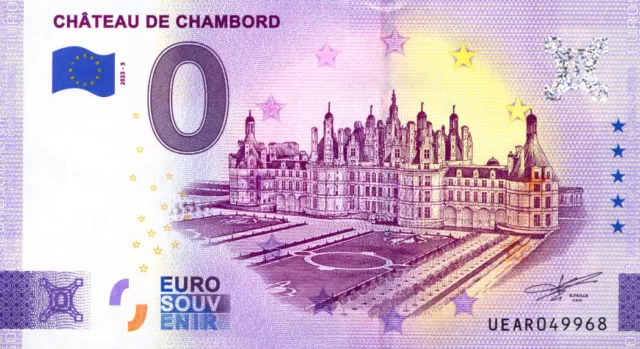 41 CHAMBORD Château 3, 2023, Billet Euro Souvenir