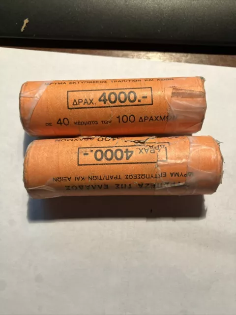 100 drachmas Coin Rolls lot Of 2 At Least One 1992 In There