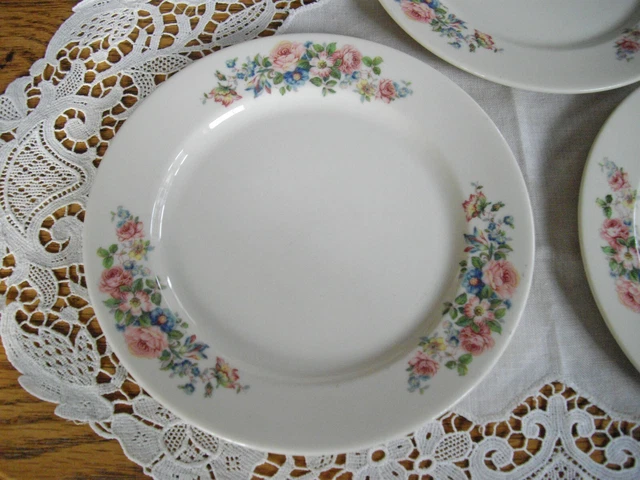 Vintage Syracuse China Old Ivory O.P.CO Flowers 6 1/4" Plates ~ Set of 3 ~ 2