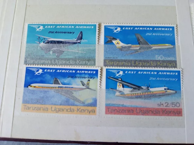 Kenya Uganda Tanzania 1967 (MNH) East African Airways Set Mint Light Hinge