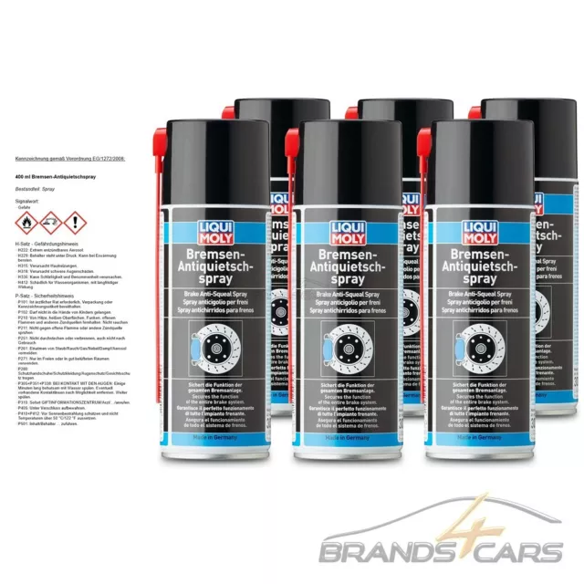 6x 400 ml LIQUI MOLY BREMSEN-ANTIQUIETSCHSPRAY DOSE AEROSOL SPRAY SPRÜHDOSE