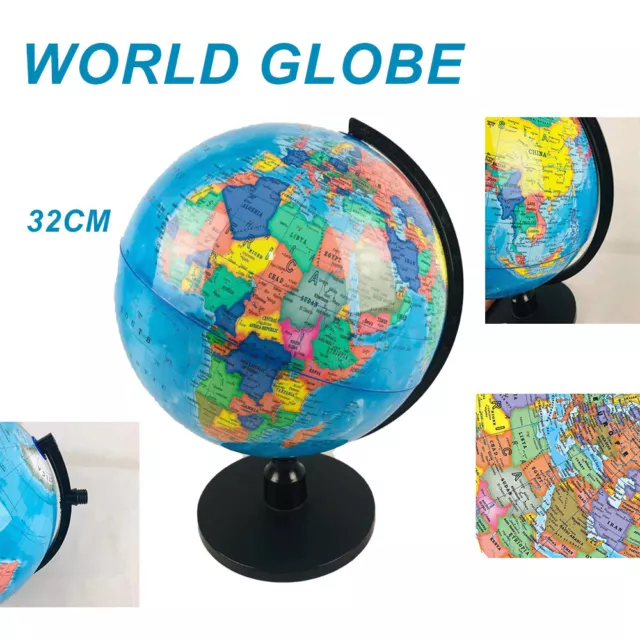 32CM World Globe Rotating Map Earth with Stand Kids Geography Educational Toys