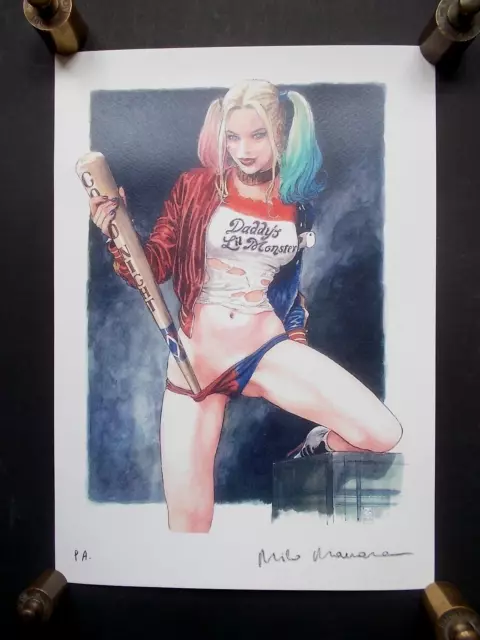 Milo Manara ( Art Print ) " Harley Quinn " Epreuve d'Artiste + Belle Signature