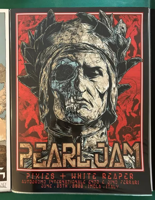 Pearl Jam + Pixies Imola Se 2022 Rhys Cooper Screenprint Poster Print Dante