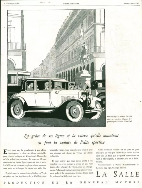 1929 La Salle Vintage Car Advertisement Magazine