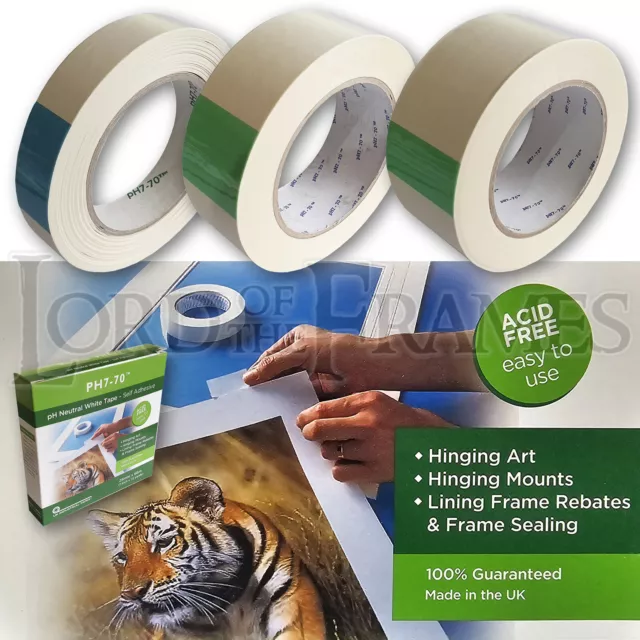 25mm 38mm 50mm x 66m PH7-70 Acid Free Conservation Tape Hinging Mounts & Prints