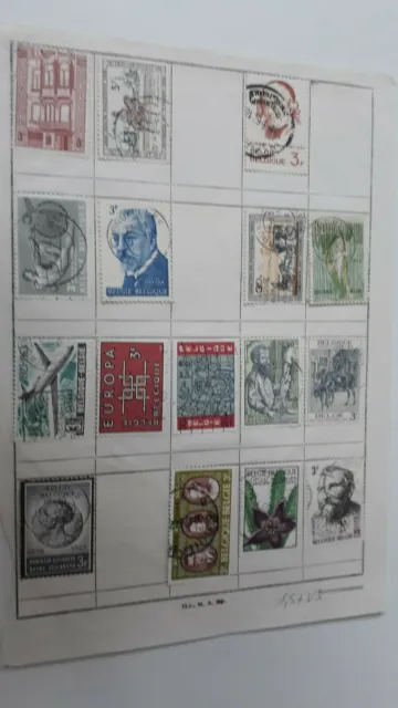 Briefmarken Belgien, Sammlung 16 Stück auf Sammelbogen