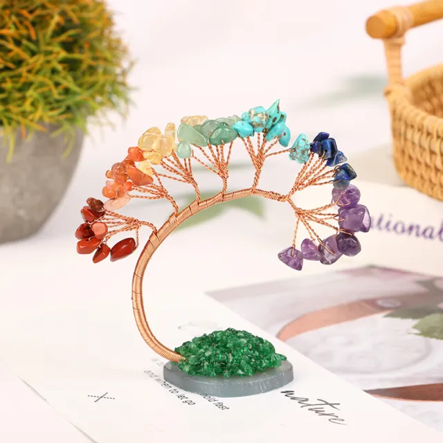 Coloful Lucky Tree Natural Broken Stones Handmade Decoration Ornament Gift