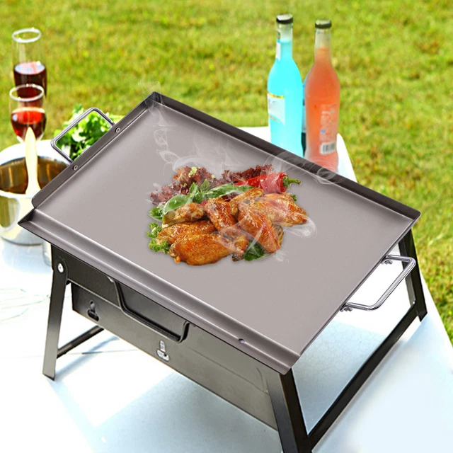Bbq Universal Grillplatte Edelstahl Bbq Grillaufsatz Plancha 58x40cm Bratplatte