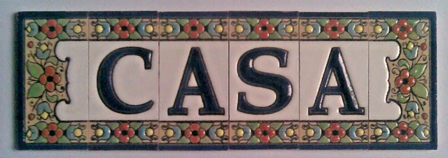 Spanish Hand Painted Number & Letter Ceramic Tiles 3''x1.5'' Frames Dog Cat Sun 2