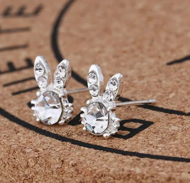 Luxury Earrings Clear Rabbit Ears Crystal style Crystal Studs Women Girls UK
