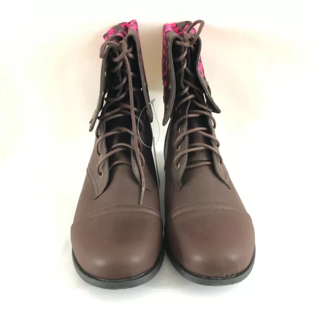 Twisted Womens Boots Fold Over Faux Leather Tribal Pink Brown Size 9W Wide Width 2