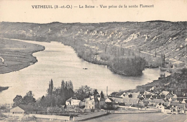 Cpa 95 Vetheuil La Seine Vue Prise De La Sente Flament