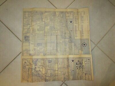 1940'S Chicago Map Fold Out Texaco 32 Inches Tall 22.5 Wide Light Wear Tears 2
