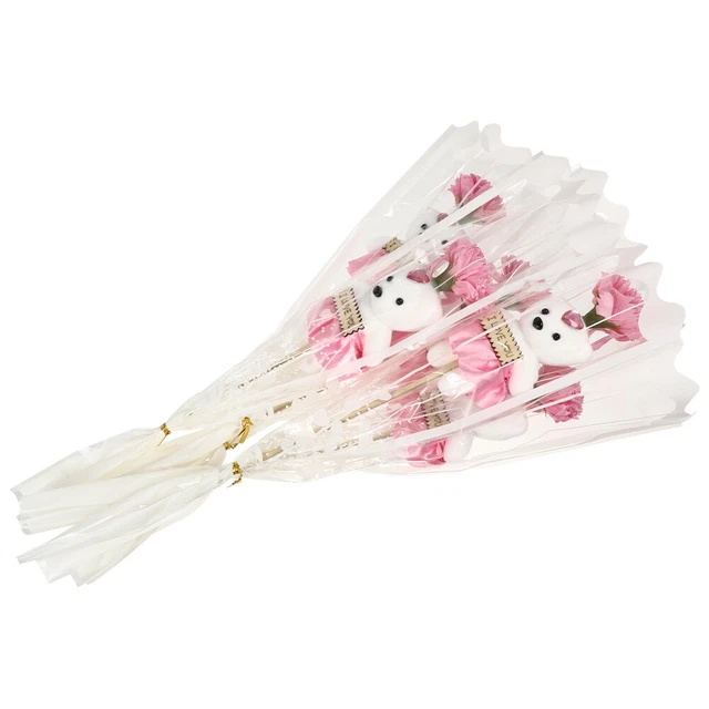 5 pz garofano fiore di sapone mazzo orso mazzo di fiori di sapone rosa sposa