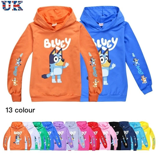 Felpa con cappuccio casual felpa con cappuccio blu bingo bambini ragazzi ragazze maglione top età 2-14 anni