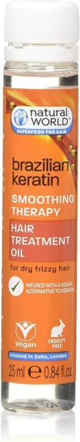 2 x  Natural World Smoothing Therapy Brazilian Keratin Dry Hair Treatment Oil