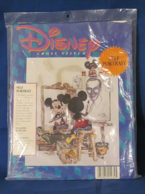 Vintage The Art of Disney Mickey Mouse Cross Stitch Kit Self Portrait New  Sealed