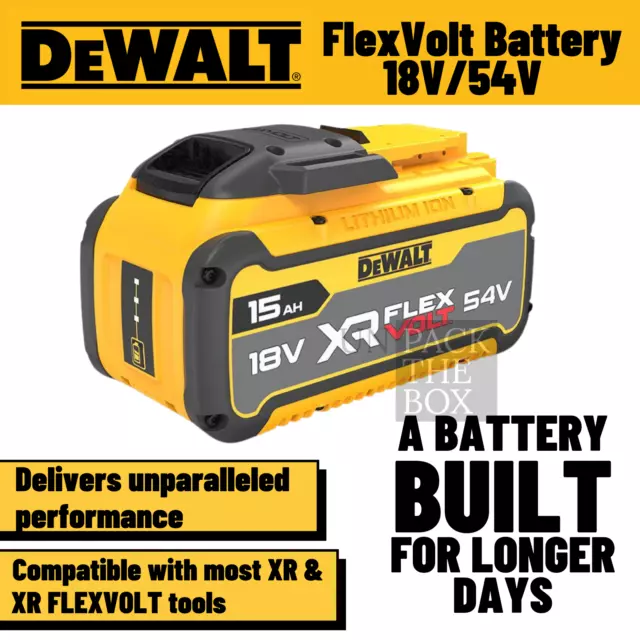 DeWALT Lithium Ion XR FlexVolt Battery 18V/54V 15Ah DCB549-XJ Cordless Li-Ion