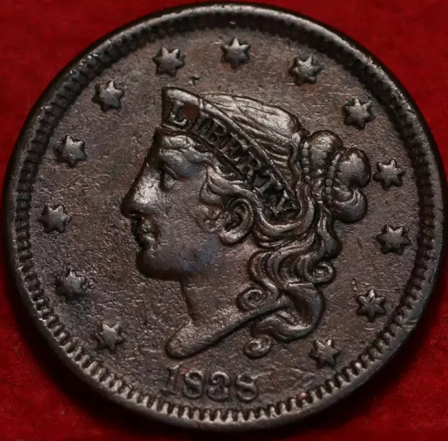 1838 Philadelphia Mint Copper Coronet Head Large Cent