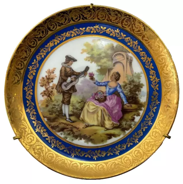 Monarch Limoges France Porcelain Plate Victorian Courting Couple