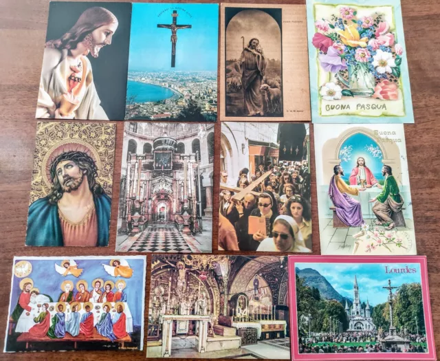 Lotto di 11 Cartoline Augurali Buona Pasqua di vario genere Passione di Cristo