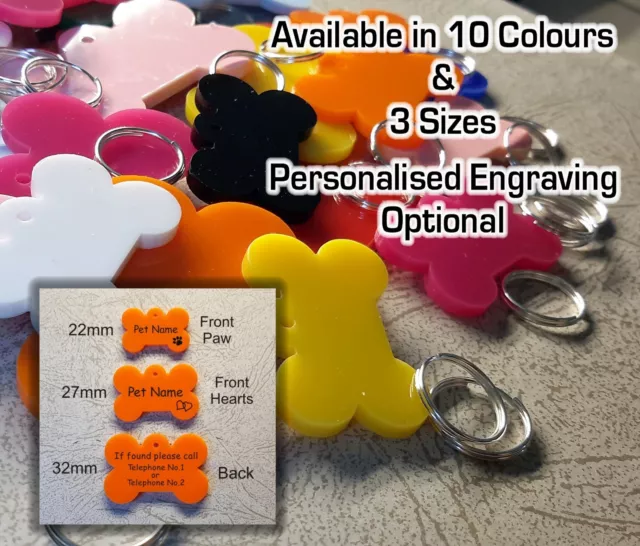 Lightweight Pet Id Tags, Dog / Cat - Various Size & Colours, Engraving Options