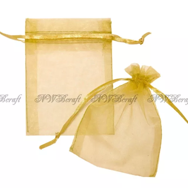 Pale Gold/ Gold Organza Gift Favour Bags Wedding Jewellery Drawstring Pouches