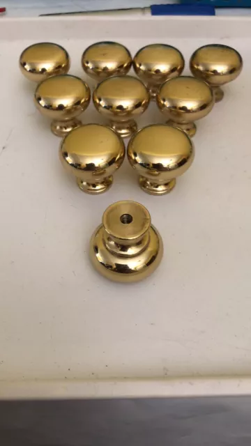 Lot Of 10 Mushroom Round Solid Brass Cabinet Knobs Drawer Pulls Hardware 1  1/4”