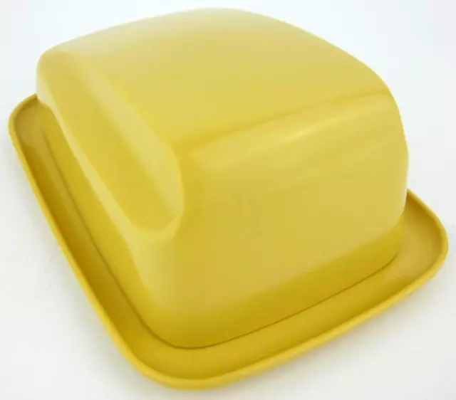 Vintage Retro Vogue Australia 1960 Melamine Butter Dish Yellow Plate Moulded Lid