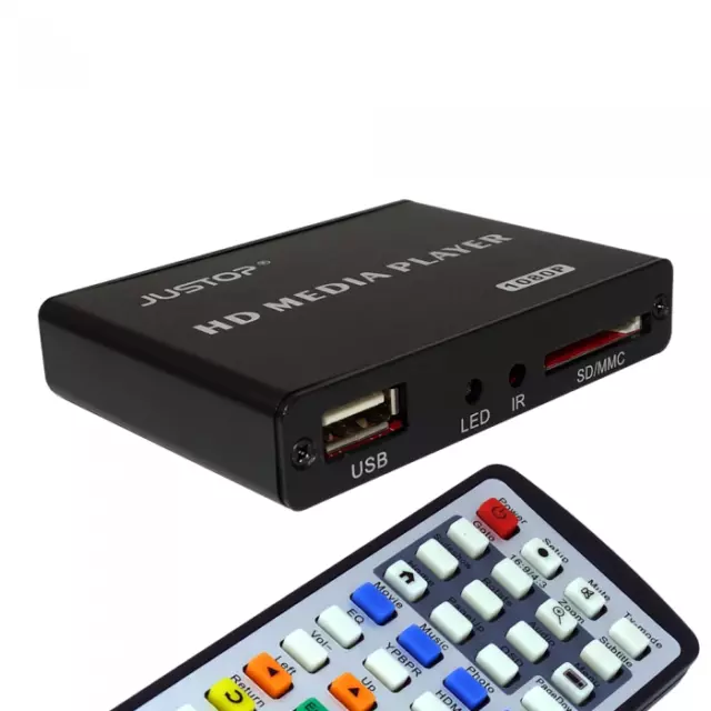 Lecteur Multimédia HDMI, AGPTEK HDMI Lecteur multimédia Numérique 1080P  avec HDMI Ports YPbPr USB 2.0 HD SD MMC RMVB MP3 AVI Mpeg Divx MKV Noir